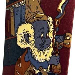 Unique Vintage Men's Novelty Tie with Cartoon Design - Wine Red